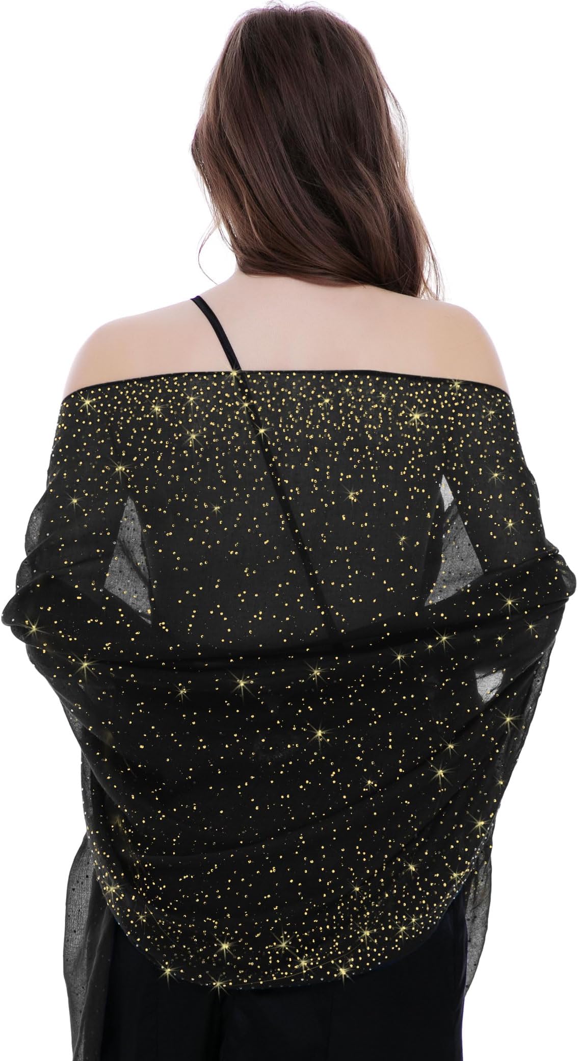 BANETTETA Starry Night Shawls and Wraps for Evening Dresses, Shiny Scarf for Women’s Formal Wear