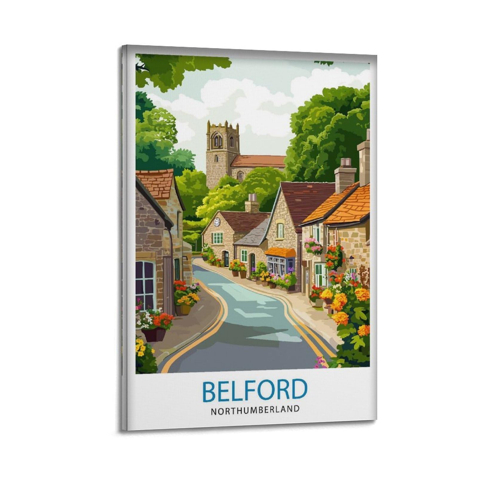 xiaoxiaoshen Belford Northumberland Travel UK Village Scenic British Canvas Poster Wall Art Prints Room Aesthetic Murals Bedroom And Living Decorations 24x36inch(60x90cm)