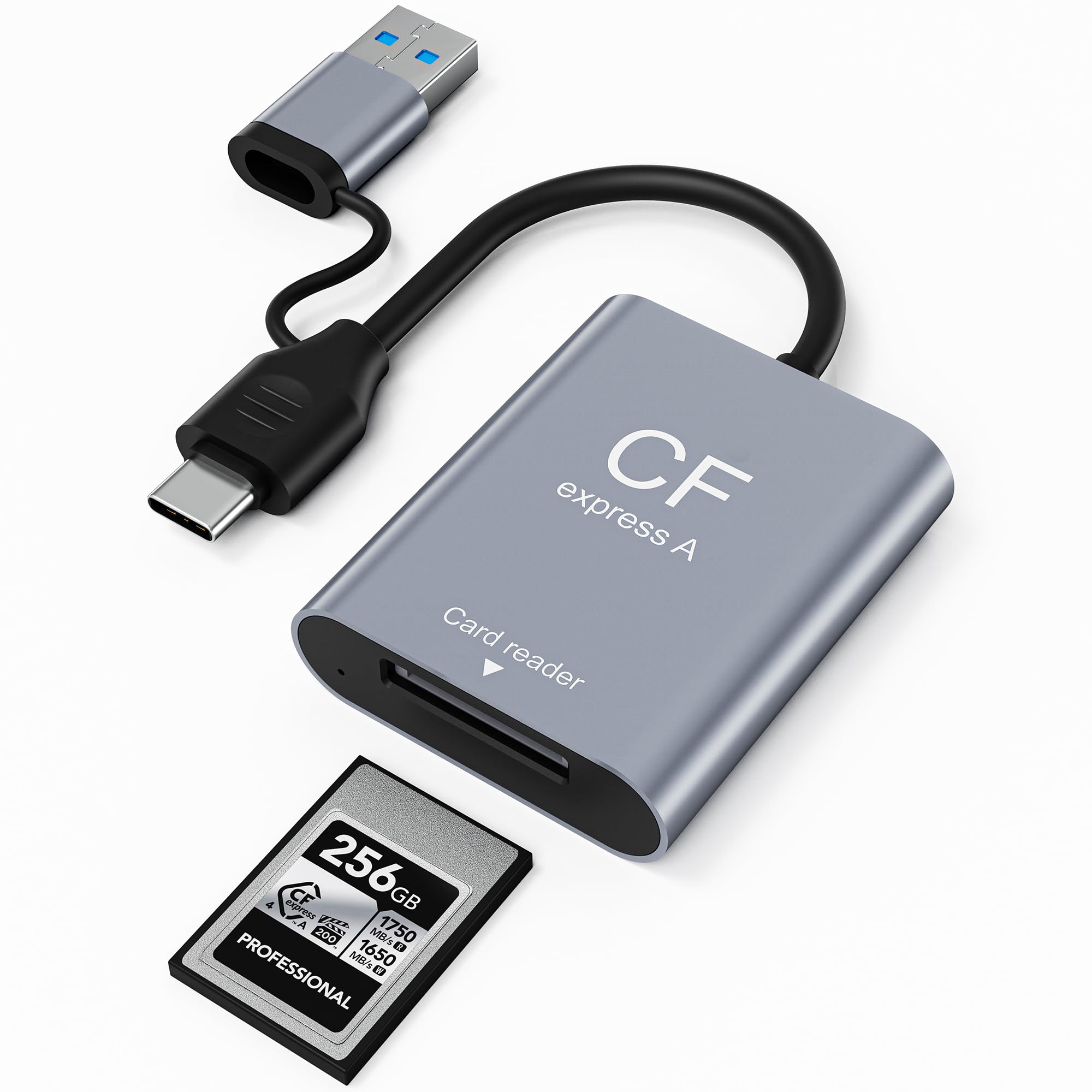 CFexpress Type A Card Reader 10Gbps, USB-C 3.2 Gen 2 Memory Card Reader for CFexpress Type A, 2-in-1 USB-C & USB-A Portable Adapter for iPhone, iPad, MacBook, PC, Android – Aluminum Alloy, Plug & Play-picture-14
