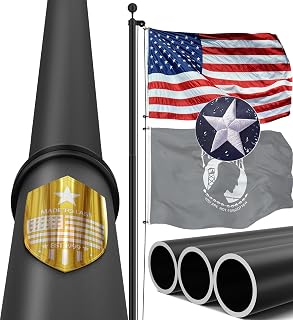 25FT Heavy Duty Tapered Flag Pole Kit, 100MPH Tested Outside House