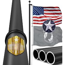 Heavy Duty 25ft Flag Pole, 6cm Bottom Tube, Tested to 100MPH, Aluminum Residential Flag Pole Kit with USA Flag and Complete Accessories
