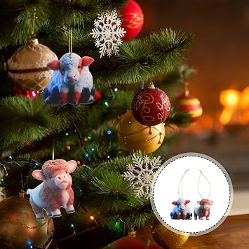 2pcs Highland Cow Pendants Acrylic Hanging Decor Ornament Highland Cows Craft Tree Hanging