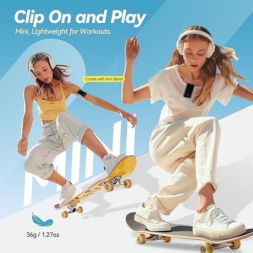 Miniatura 2 de AGPTEK Reproductor MP3 de 64 GB con clip, reproductor de música Bluetooth 5.3 de 1.8 pulgadas con radio FM, grabadora de voz para correr