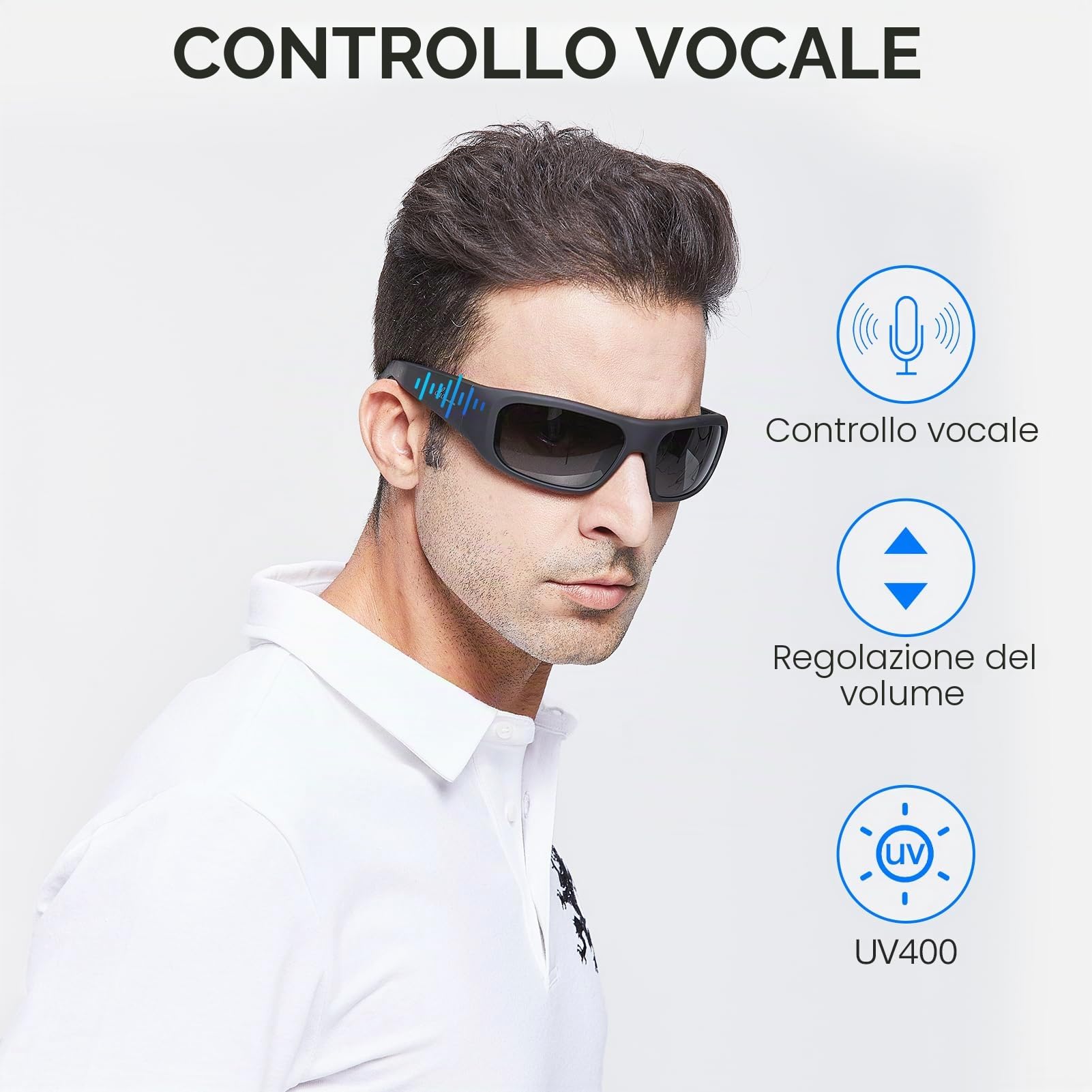 OhO sunshine Impermeabile Bluetooth occhiali da sole con lenti polarizzate UV400 protezione sicurezza wireless Open Ear, unisex design auricolare