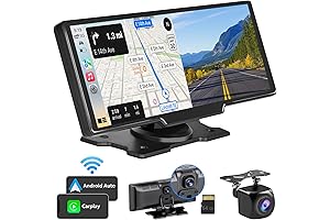 Portable Wireless CarPlay Car Stereo with 2.5K Dash Cam