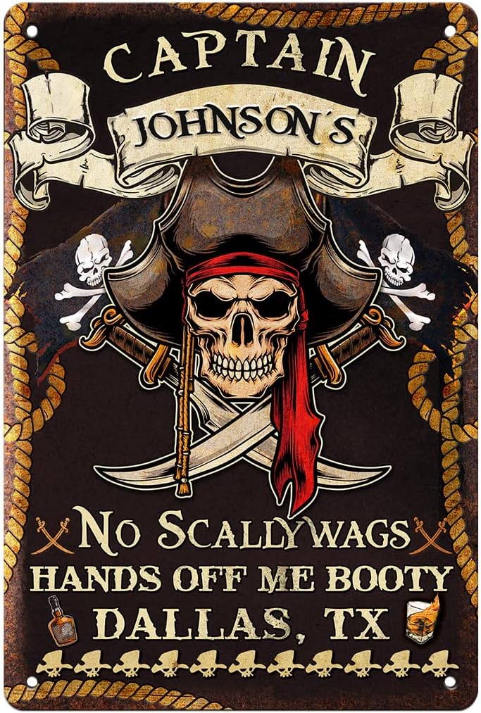 Amazon.com: N NAMESISS All Over Printed, Personalized Pirate Metal Sign ...