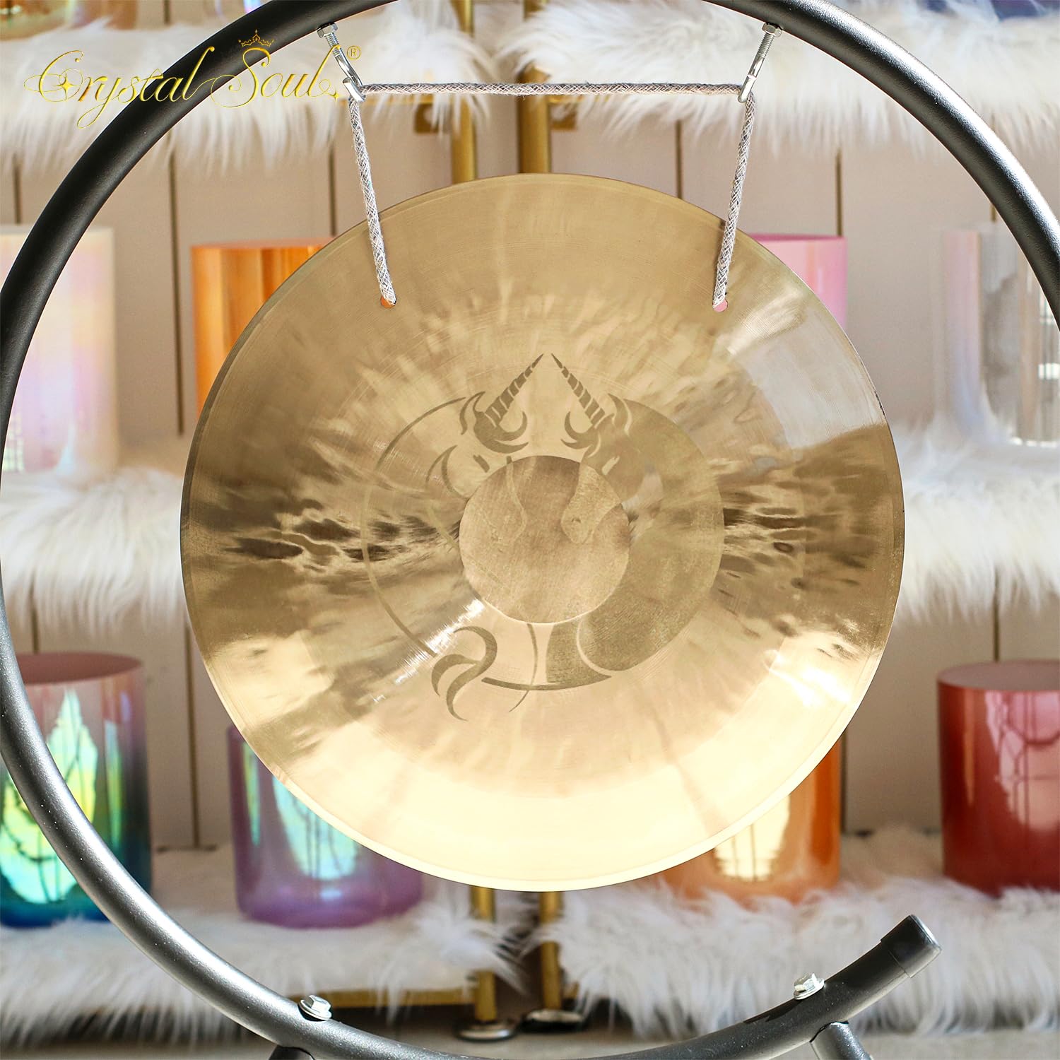 Crystal Soul - Gong de viento para meditación con mazo personalizable para meditación y yoga y curación de sonido (28)