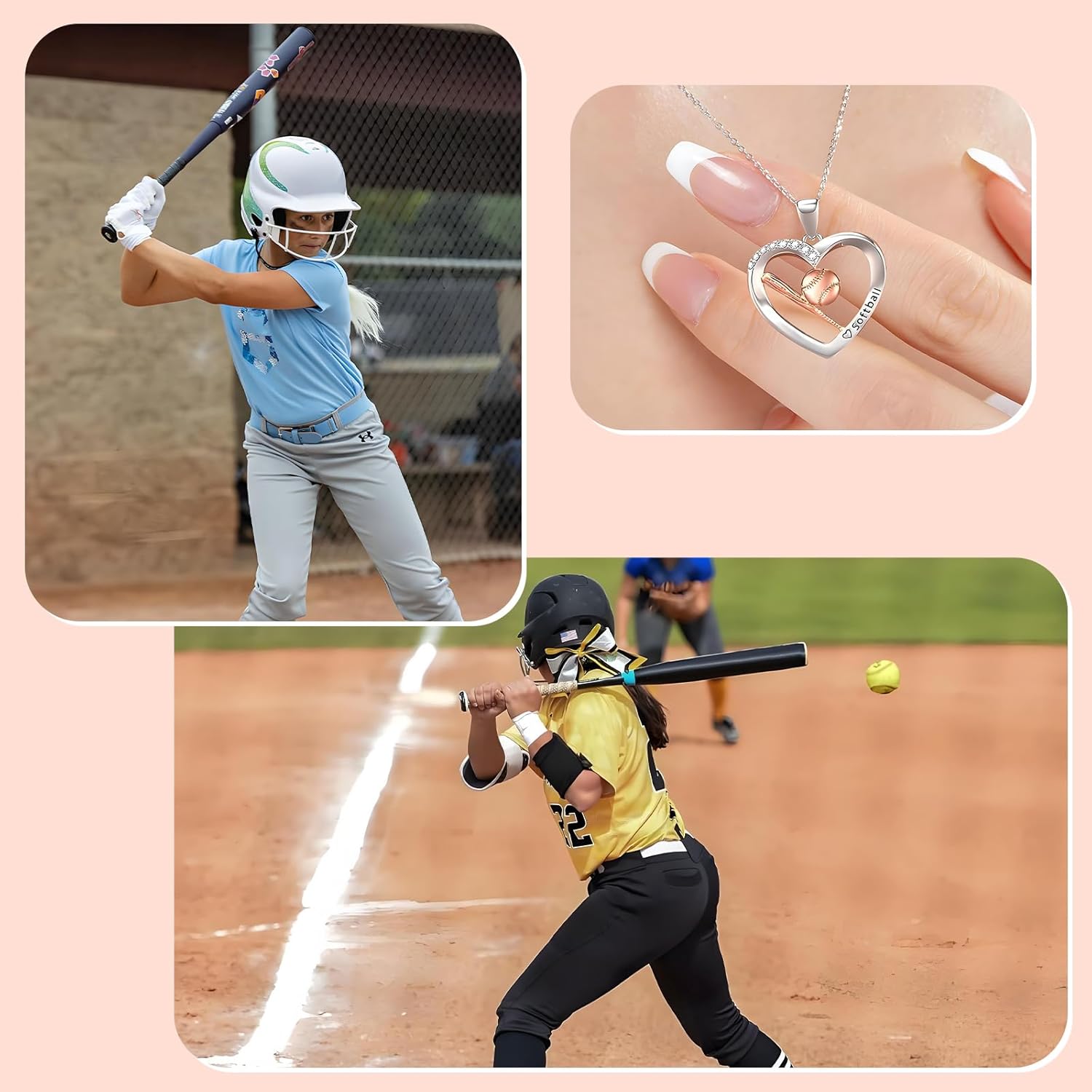 Softball/Soccer/Volleyball/Basketball/Baseball Pendant Necklace for Women, Hypoallergenic Sport Necklace Birthday Christmas Graduation Valentines Gifts for Sports Fans 16+3 Inches - Image 5