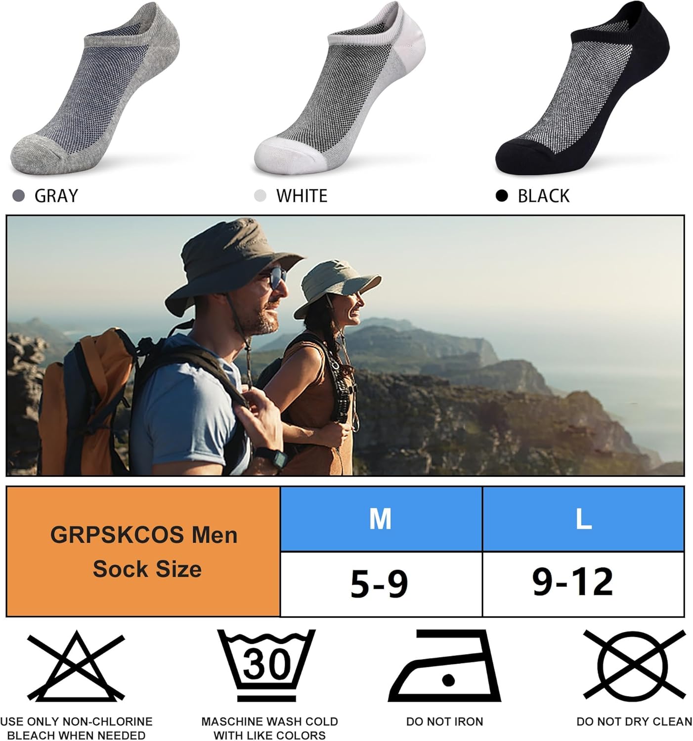 GRPSKCOS No Show Socks Men 8 Pairs Low Cut Ankle Socks Men Short Casual Sock - Image 7