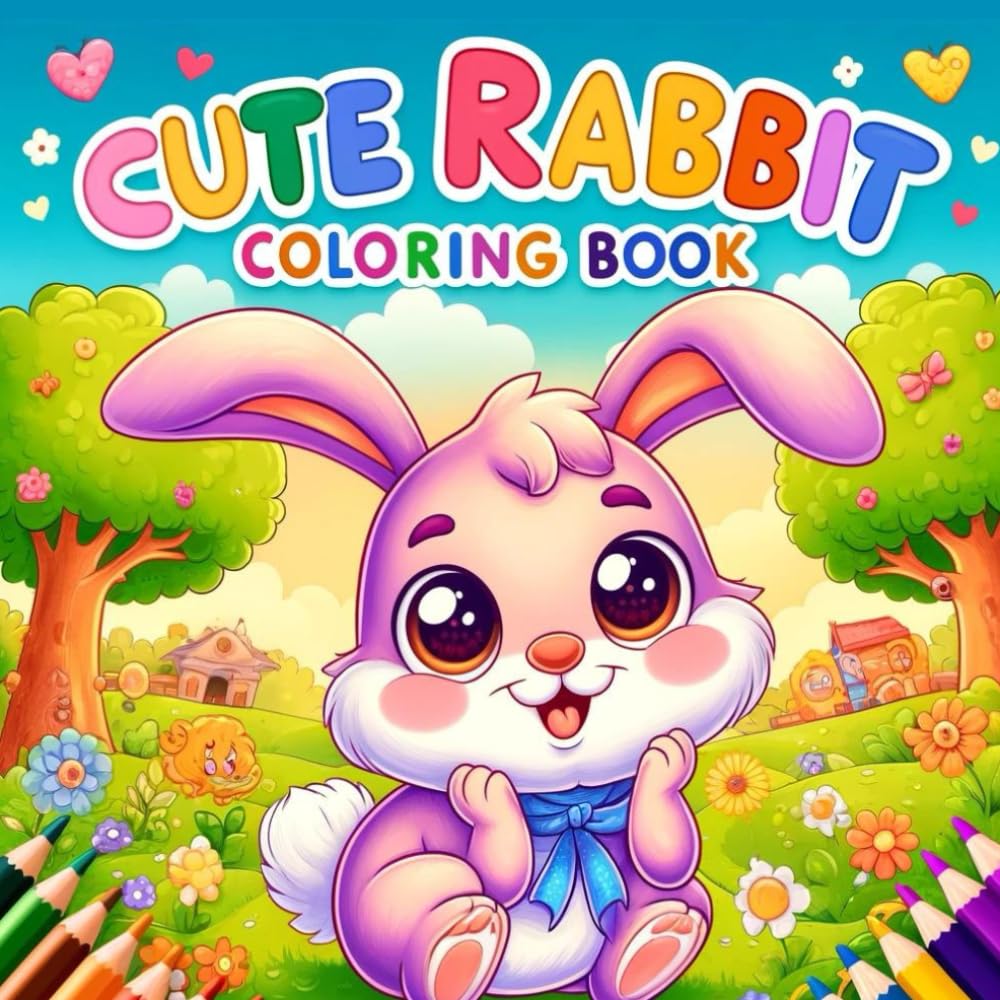 Cute Rabbit Coloring Book: or Toddlers Ages 2-10 | Fun & Easy Rabbit Coloring Pages for Kids | Perfect Gift for Little Bunny Lovers 35 Pages