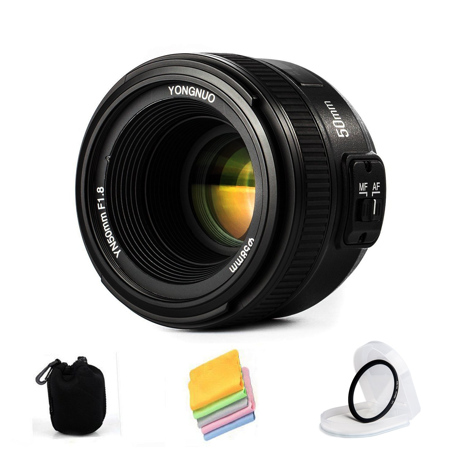 VILTROX YONGNUO YN50mm F1.8N Standard Prime Lens Large Aperture Auto Manual Focus AF MF for Nikon DSLR Cameras,with Protective Lens Bag,Lens Filter