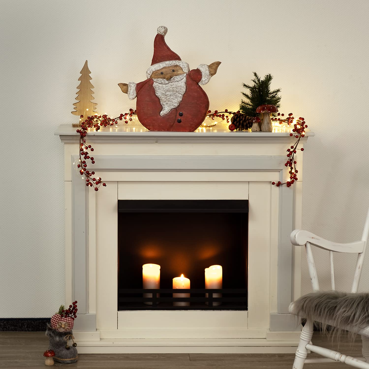 Moritz Weihnachtsmann Holzfigur ca. 48 cm – Mangoholz Nikolaus rot Santa