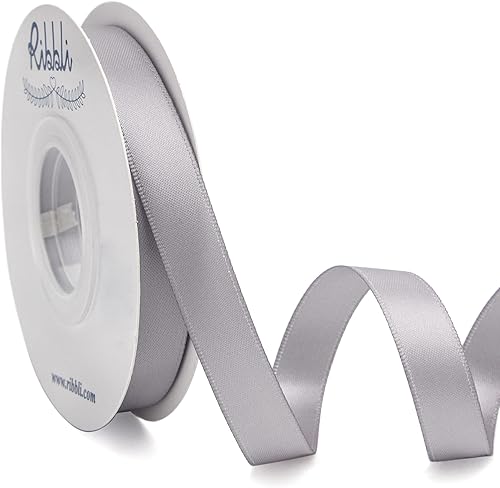 Miniatura 402 de Ribbli - Cinta de satén roja de doble cara, 1 pulgada x 25 yardas, uso para ramo de lazos, envoltura de regalo de Navidad, arreglo floral Rojo