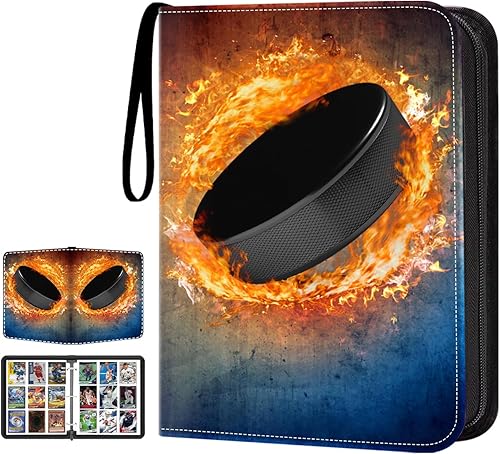 HESTECH Carpeta de tarjetas de hockey de 900 bolsillos, carpeta de tarjetas intercambiables, 9 bolsillos con 50 fundas extraíbles para tarjetas de