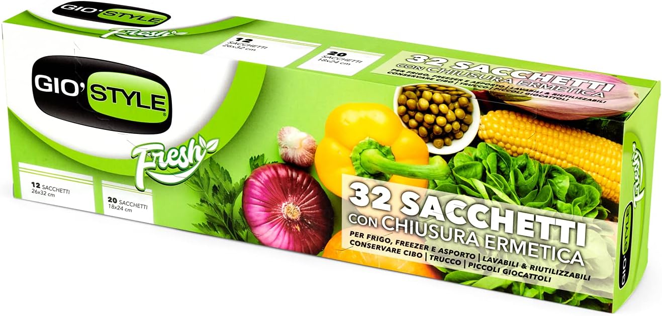 Giostyle Airtight Food Bags, 12+20 Pieces, 26 x 32 and 18 x 24 cm