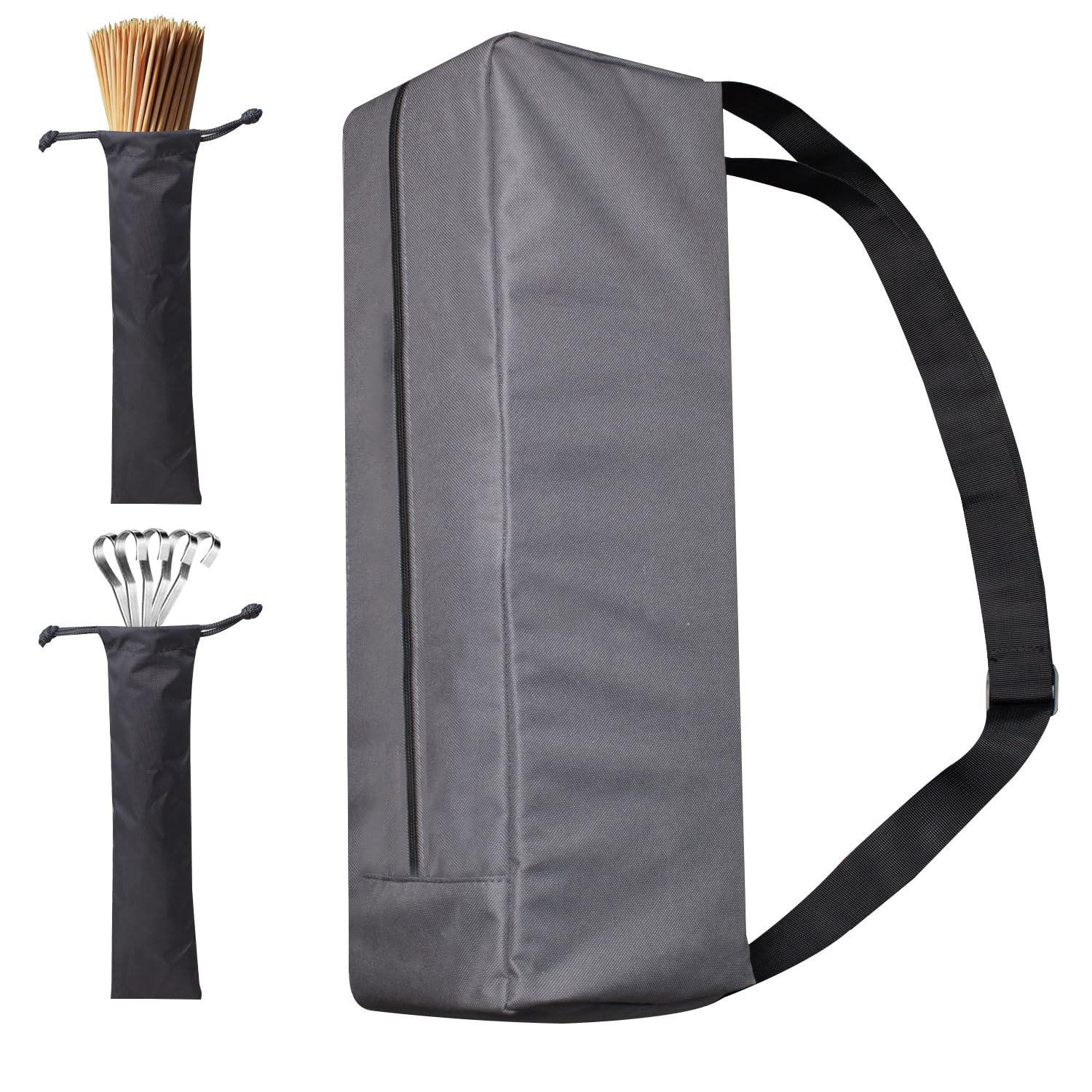 YUJHON Grill Storage Bag, Grill Utensil Storage,600D Waterproof Oxford Foldable Grill Bag for Camping and Hiking BBQ Tool Storage (Grey)