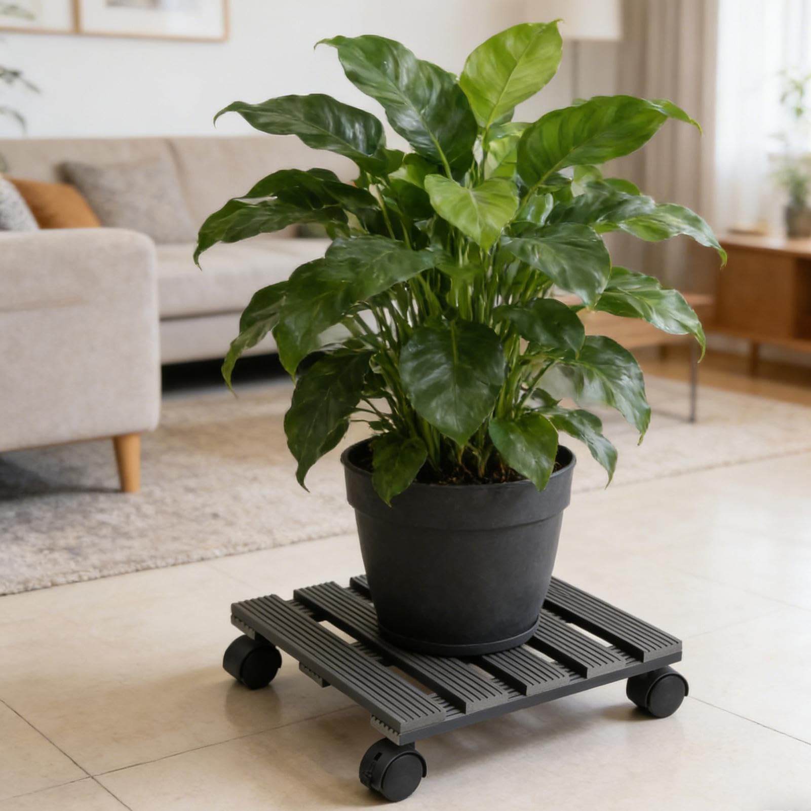 Soporte de plantas con ruedas para macetas de flores resistentes