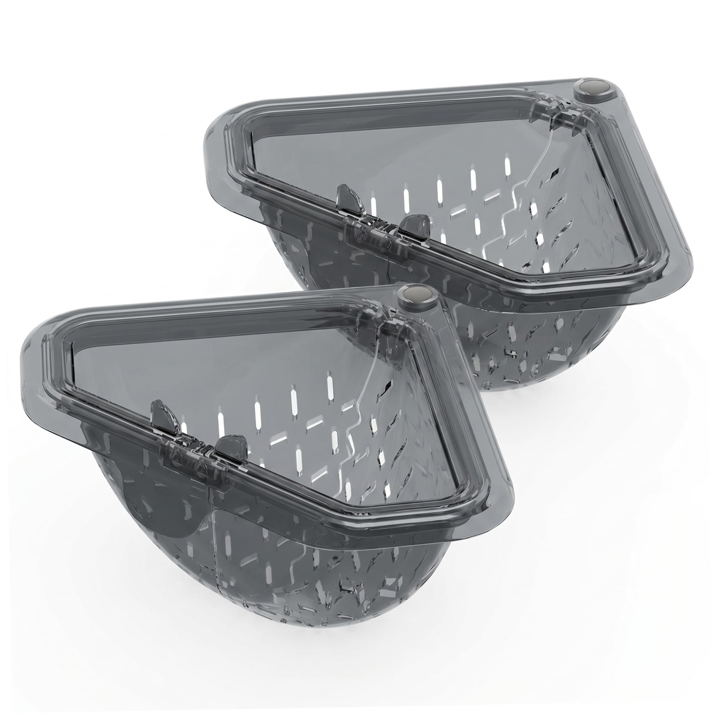 Colador de fregadero de esquina magnético de plástico, 2 piezas gris transparente