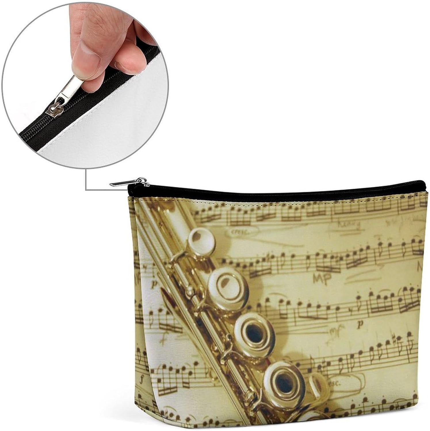 Flute Music Toiletry Bag Large Capacity Makeup Bag Travel Makeup Pouch Mini Cosmetic Bags Zipper Make Up Storage Pouch Make Up Organizer Tool Pouchs image 4