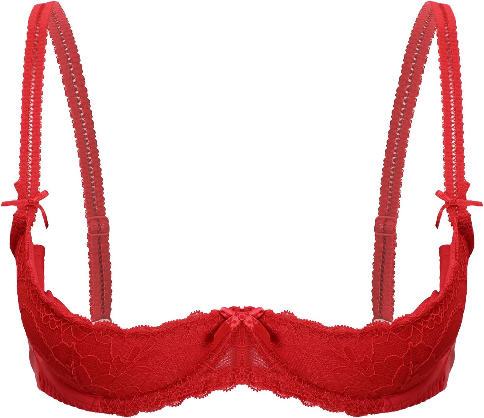 iiniim Women's 1/4 Cups Halter Lace Bralette Unpadded Underwired Bra Tops Bare Breast Underwear