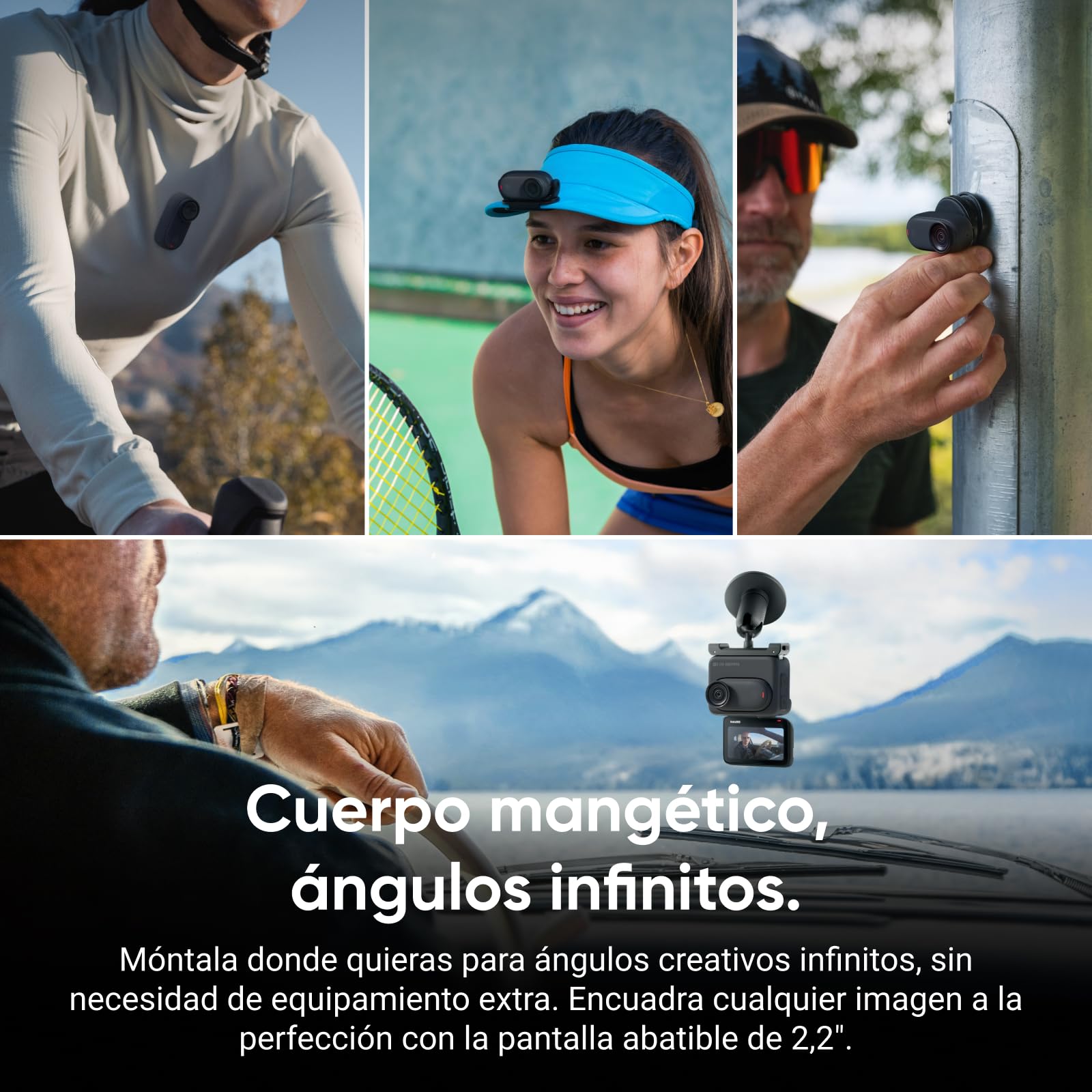 Insta360 GO 3S Kit de Viaje - Cámara Vlogging 4K, POV Manos Libres, Móntala Donde Quieras, Estabilización, 140 Min de batería, Impermeable 10 M, Edición IA, Apple Find My, Vlog, Viajes, Negro