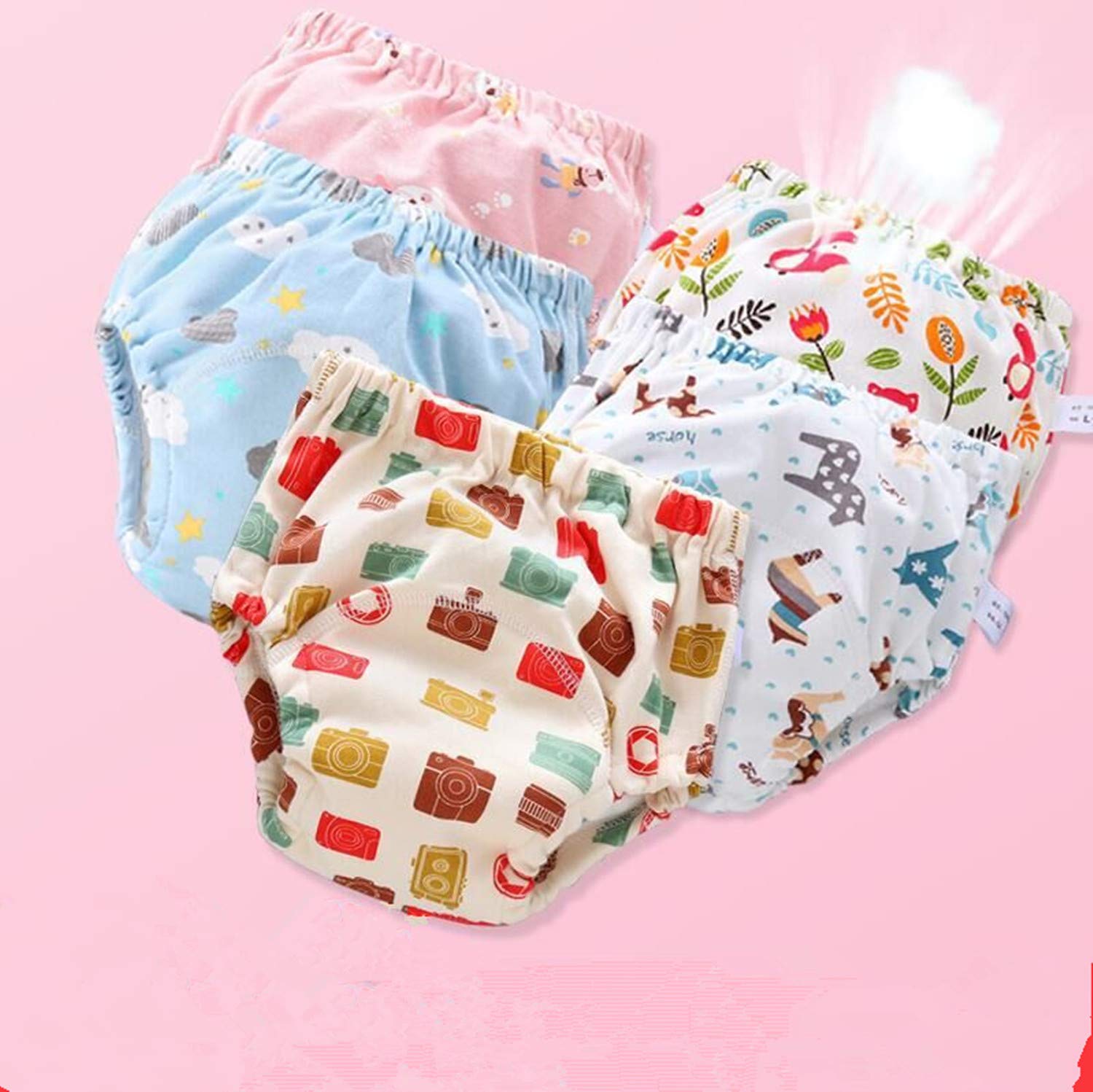 4 Pack Baby Toddler Potty Training Pants Layered Cotton Training Underwear for Toddlers Girls Boys (12-18 Months, G)