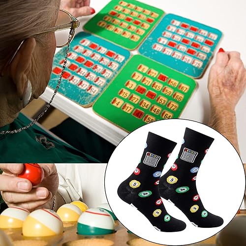 Miniatura 7 de MBMSO Divertidos calcetines de bingo para amantes del bingo, regalos de 2 pares de locos de bingo para mujer