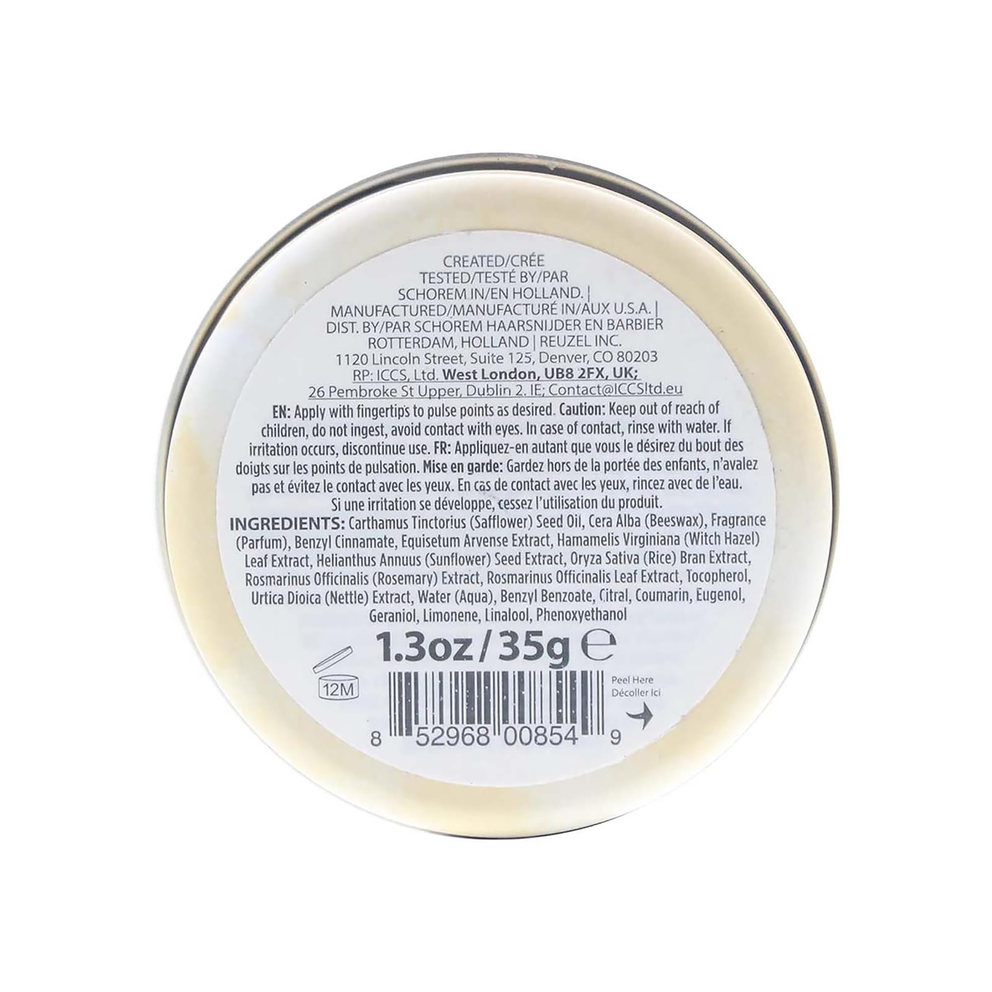 Reuzel Solid Cologne Wood And Spice - Easy To Apply - With Notes Of Lemon Zest, Cedarwood And Clove - Wax Based Formula - Subtle Fragrance That Lasts All Day - For Gym, Travel Or On The Go - 1.3 Oz