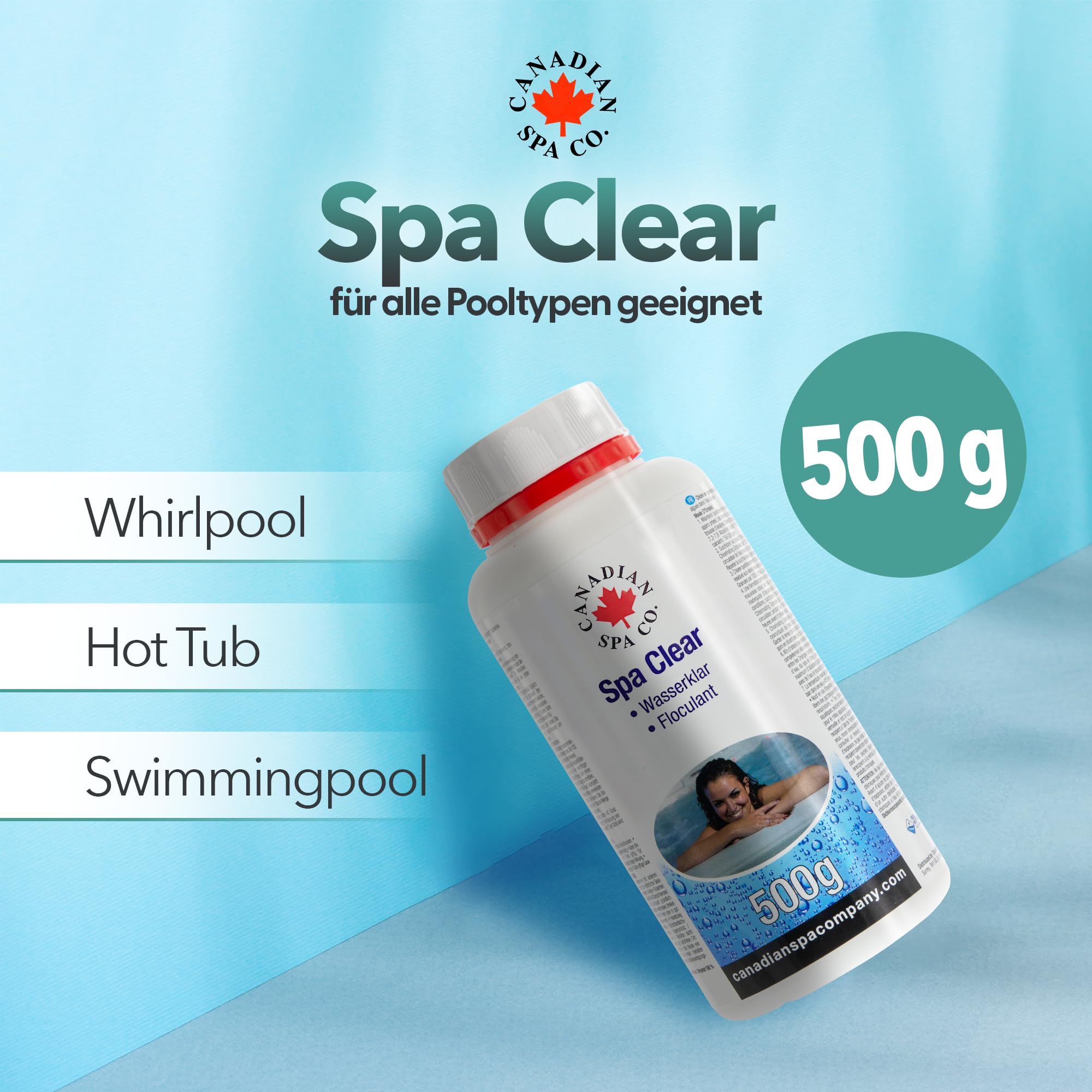 CANADIAN SPA CO. Hot Tub Clear 500 ml, środek klarujący do basenów zapewniający krystalicznie czystą wodę, zapobiega zmętnieniu, do wszystkich typów filtrów