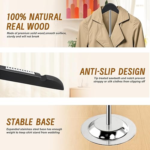 Miniatura 4 de Soporte de exhibición ajustable para camisas, 4 piezas, soporte de exhibición de camisetas de 20-35 pulgadas de altura para vendedores, exhibición