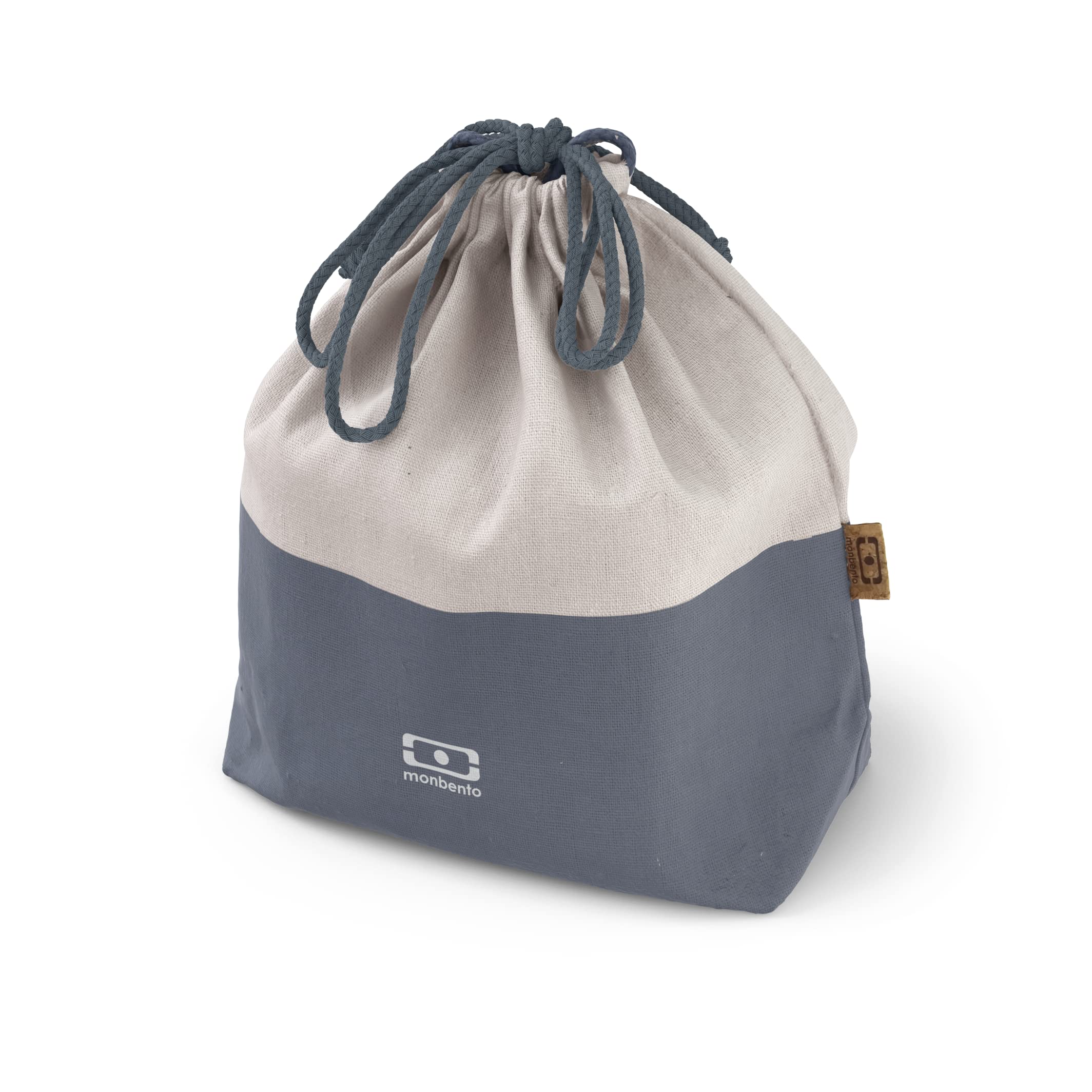 MONBENTO - Set Lunch box Natural - avec Bento Box MB Square à Compartiments Made in France, Set Couverts Inox MB Slim Box, Lunch Bag MB Pochette L - Sans BPA - Durable et Sûr - Bleu