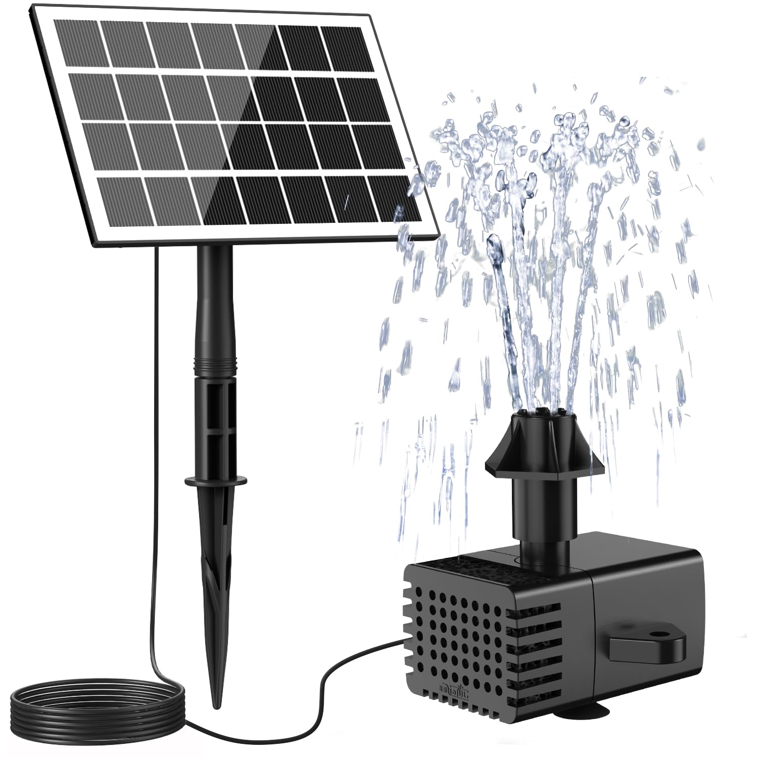 Jutai Solar Fountain Works in Shadow-No Battery, 3.5W DIY Glass Solar Water Pump Kit with Sucker and Stake, Solar Fountain Pump for Bird Bath, Water Feature,Pond, Outdoor-8 Nozzles,9.8ft Power Cord