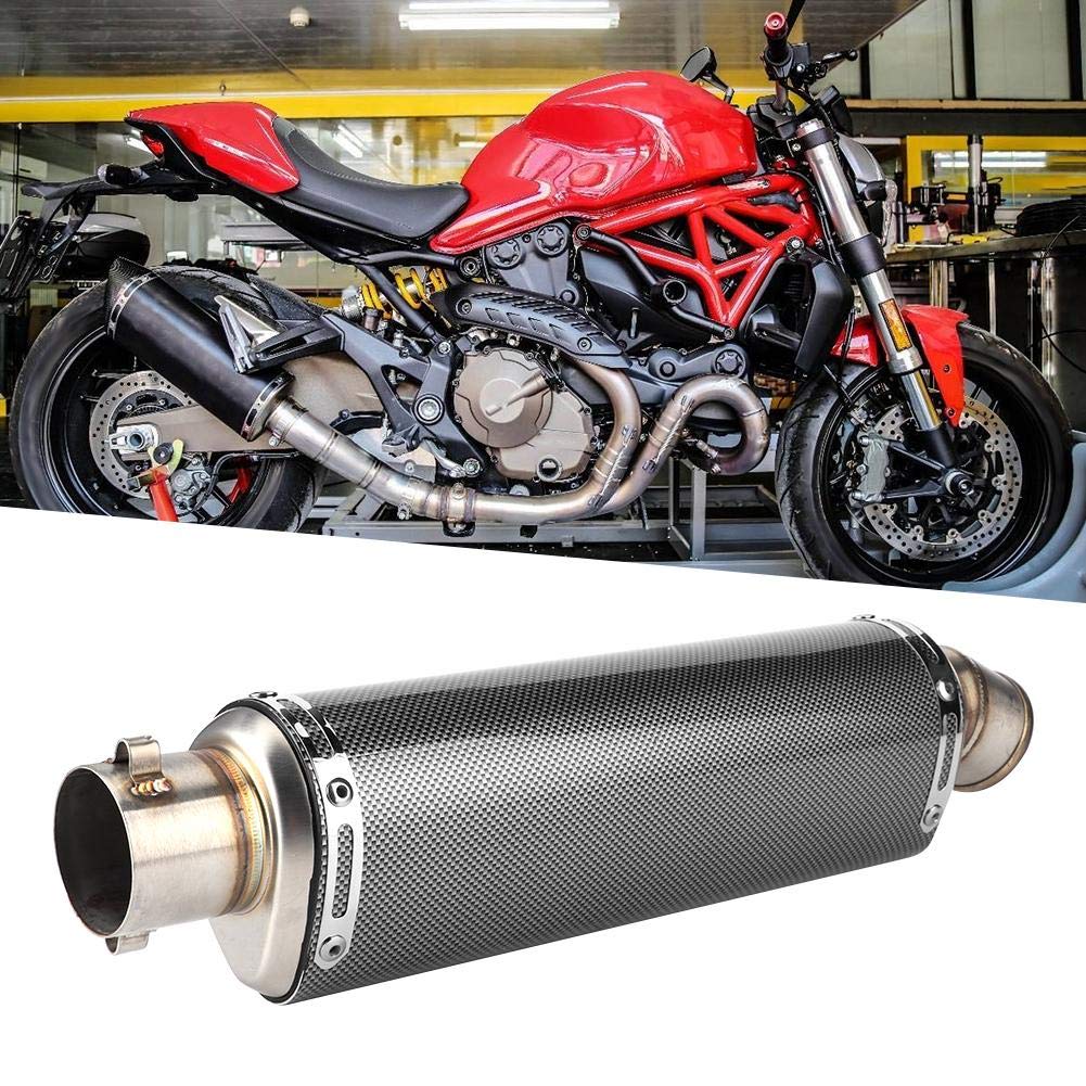 Tubo de escape, 51mm/2in Universal Moto Scooter Tubo de escape Textura de fibra de carbono apto para R3 R6 R15