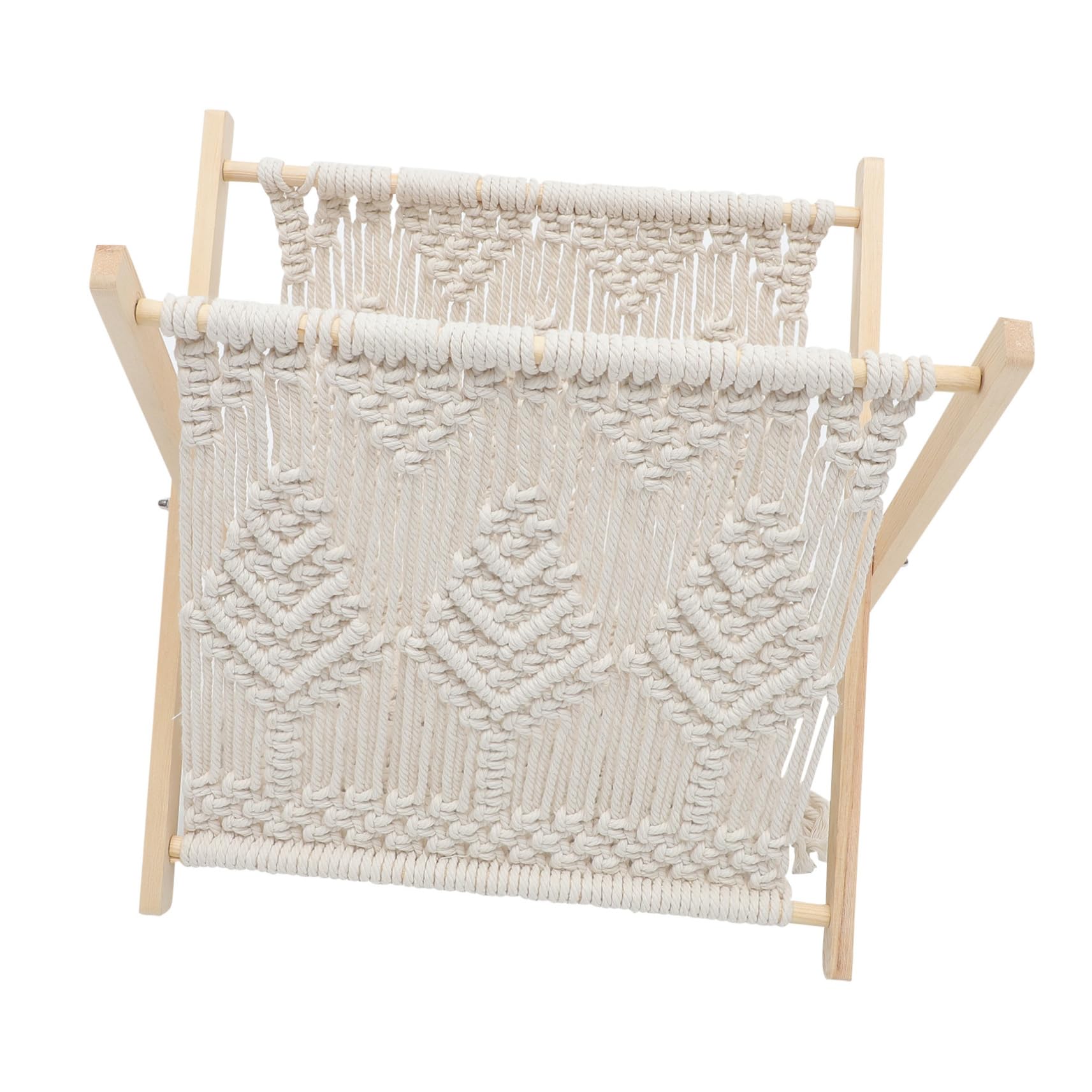Support de Rangement Magazines Tissé en Coton Corde Beige