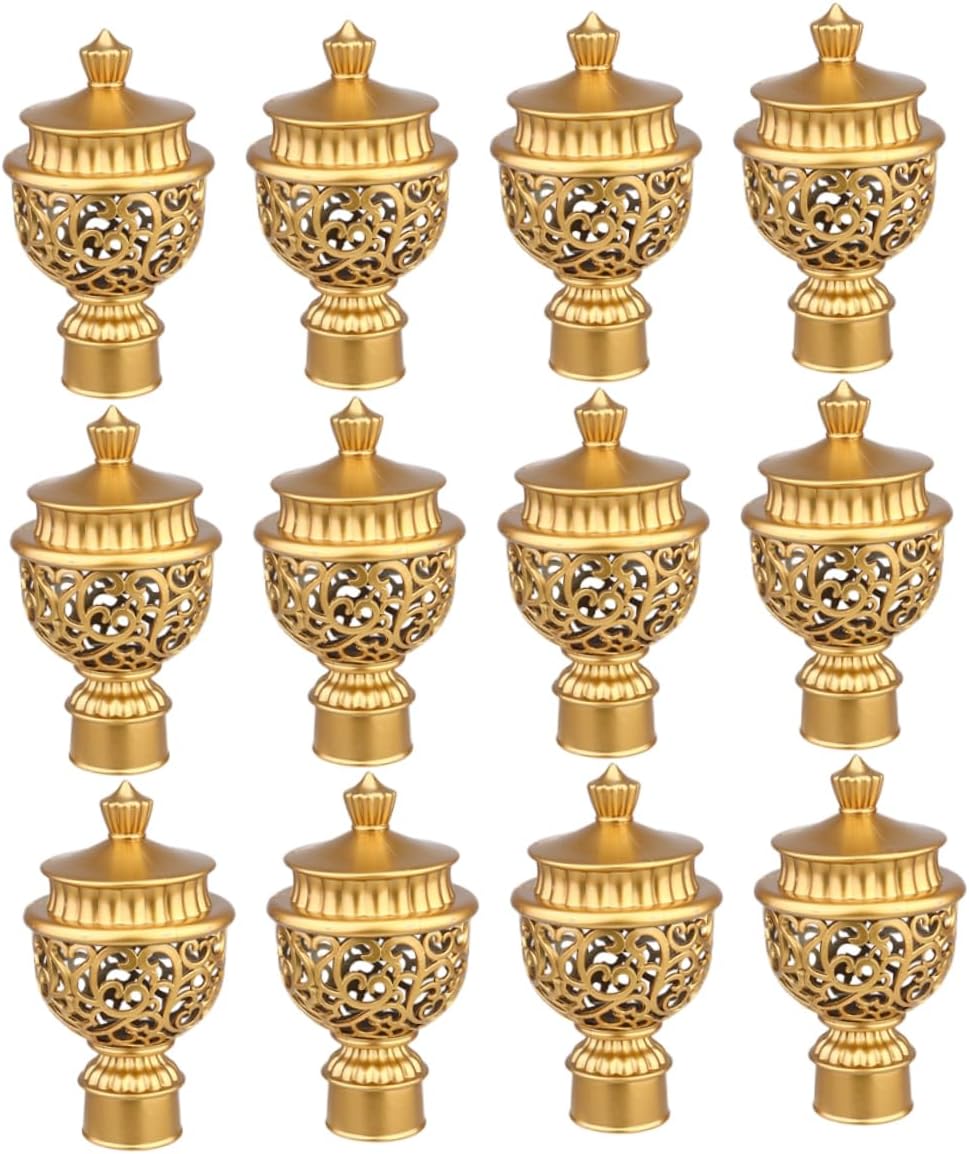 12pcs Curtain Rod End Caps Decorative Plastic Finials for Drapery Easy Install Roman Rods Accessories Versatile Use for Home Office Decor