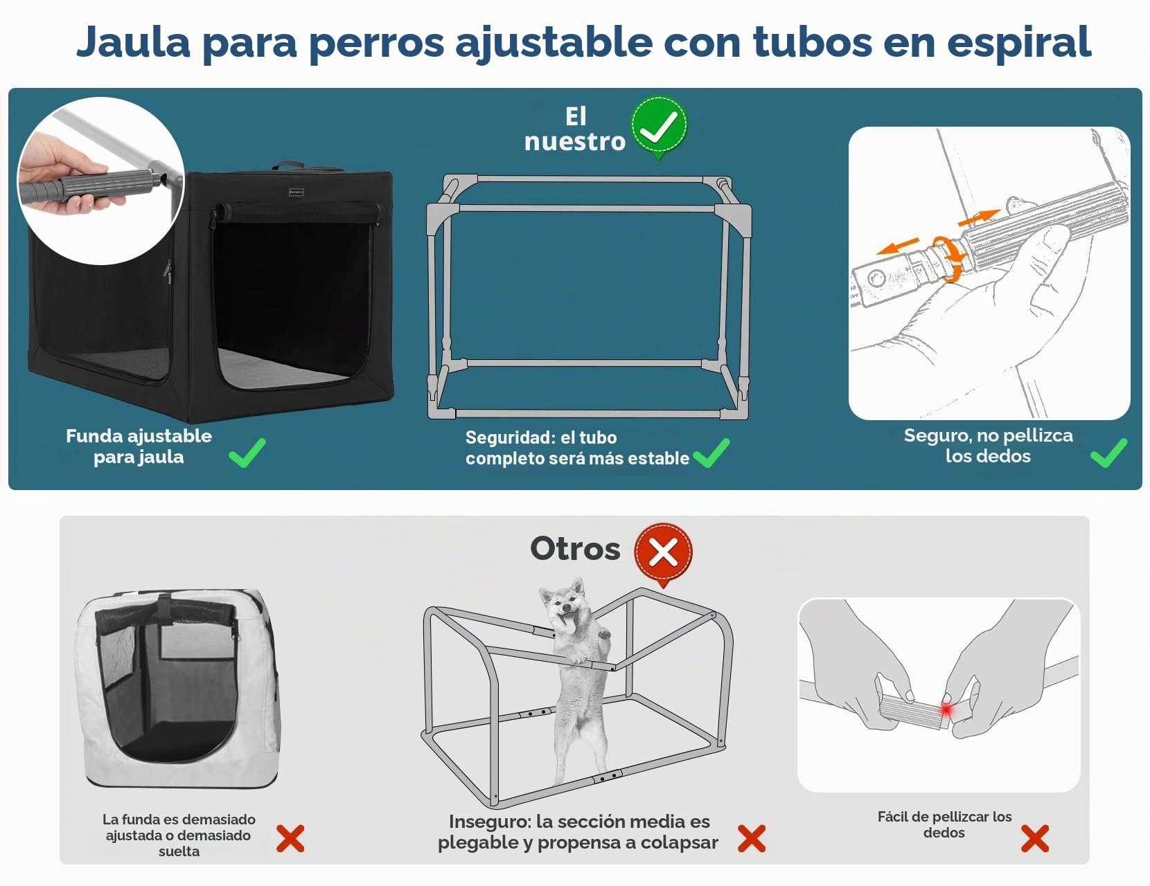 Petsfit Transportín de Perros portátil y Plegable Bolsa transportín para Perros trasportines Perro Mediano Grande para Interiores y Exteriores
