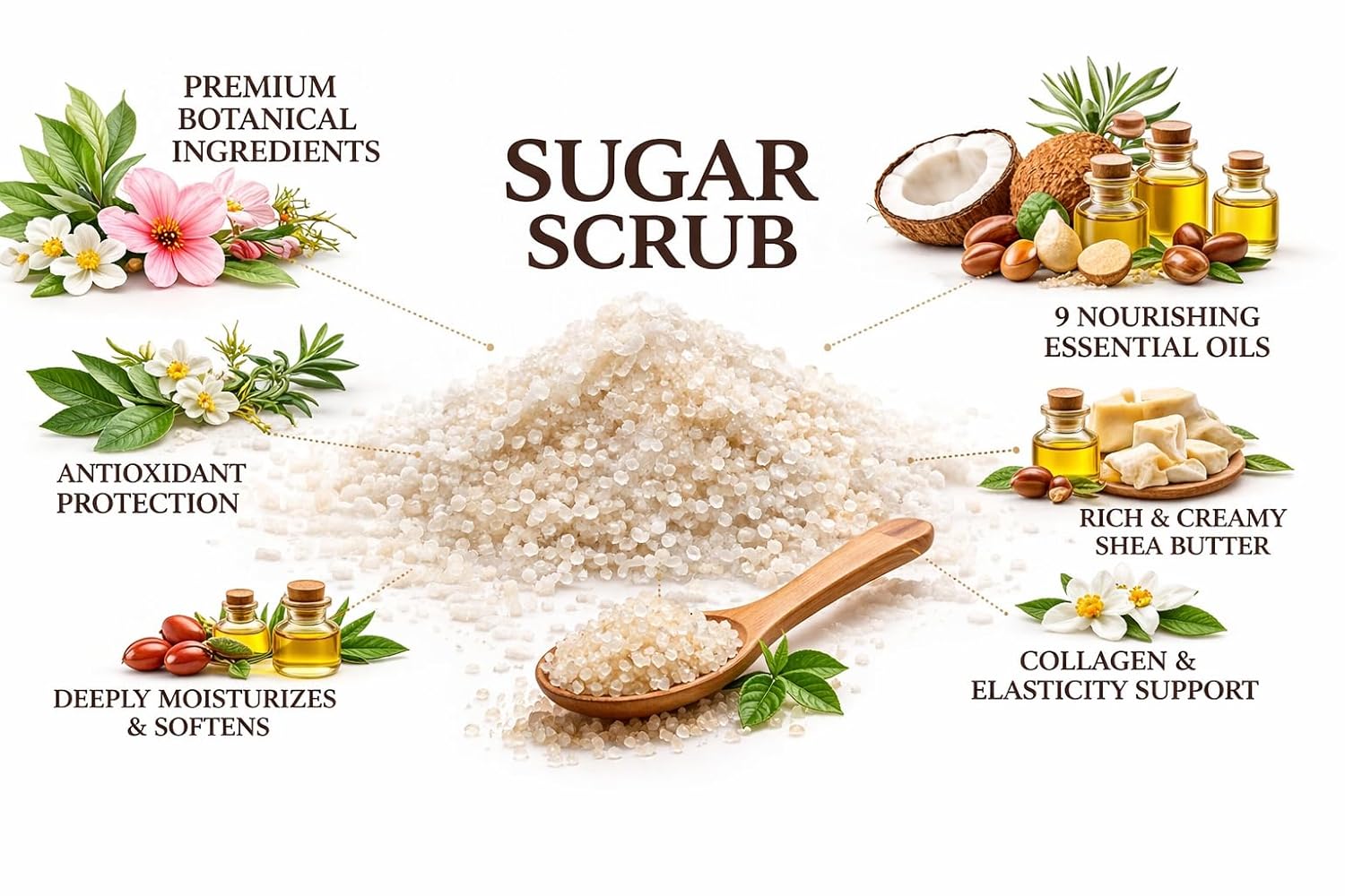 Jasmine Lychee Scrub for Hands, Feet, and Body - Exfoliating & Hydrating Body Polsih - Spa Concepts by Cory Labs