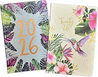 Orbitron 2026 A5 Day A Page Floral Luxury Cover Index Diary Planner School Office School (Humming Bird)