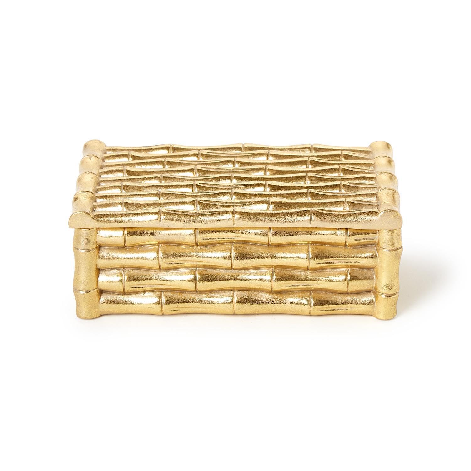 Photo 1 of Two's Company Gold Bamboo Box with Velvet Lining, 6.75-Inch, Resin
