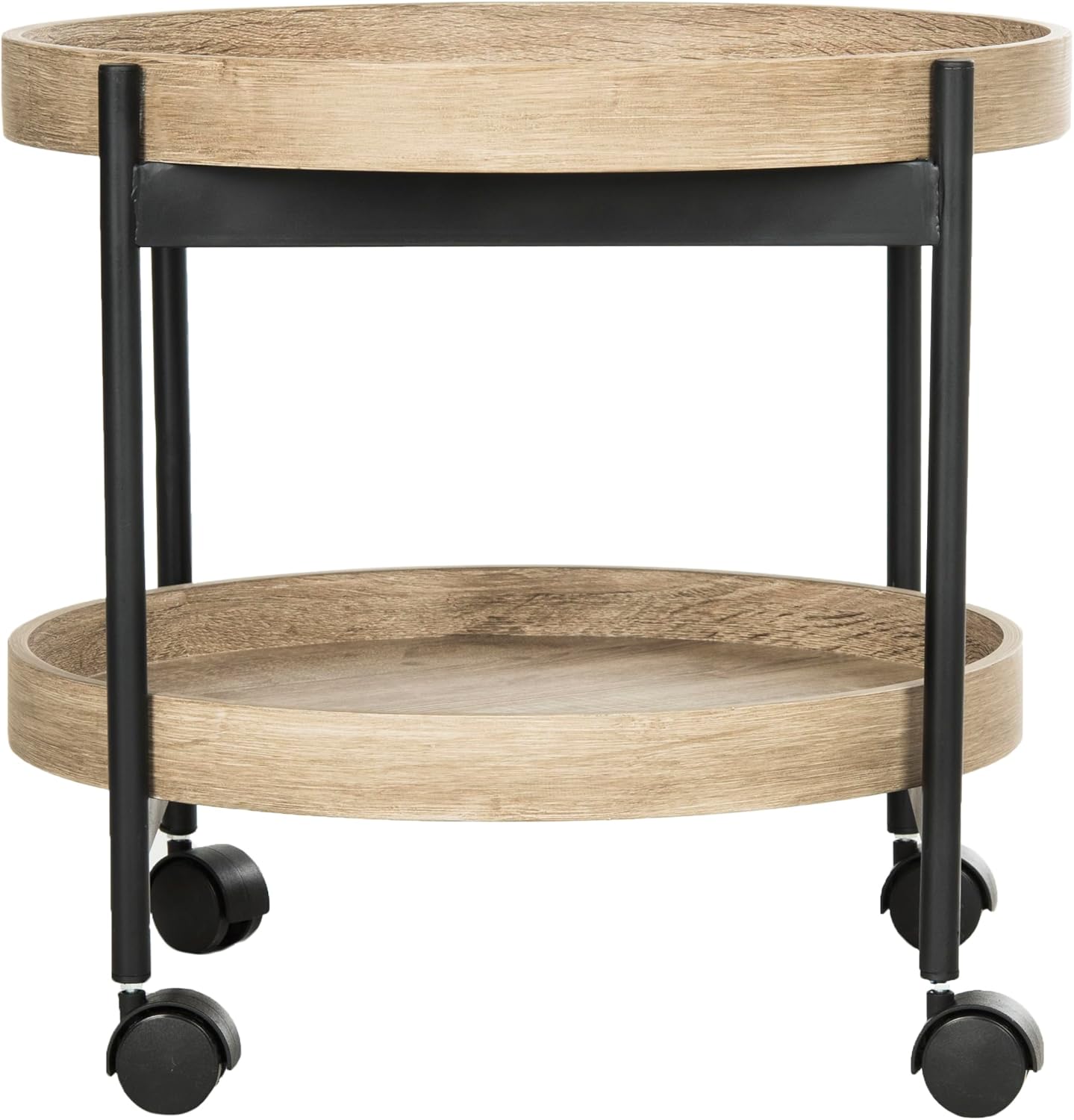 Safavieh Home Collection Javan Retro Mid-Century Light Oak and Black Side Tray Table
