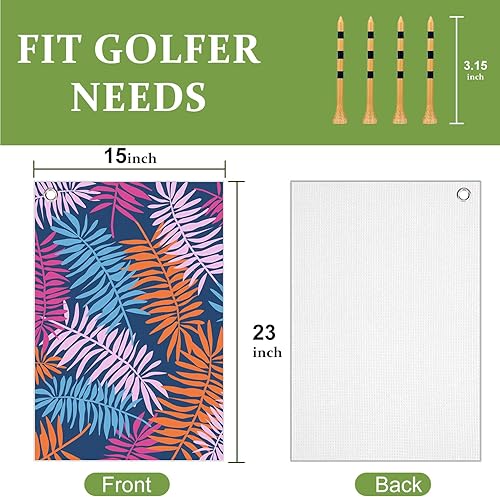 Miniatura 3 de Toalla de golf con clip para bolsas de palos de golf para hombres y mujeres, accesorios de golfistas, regalos, microfibra de hoja de color, trapo