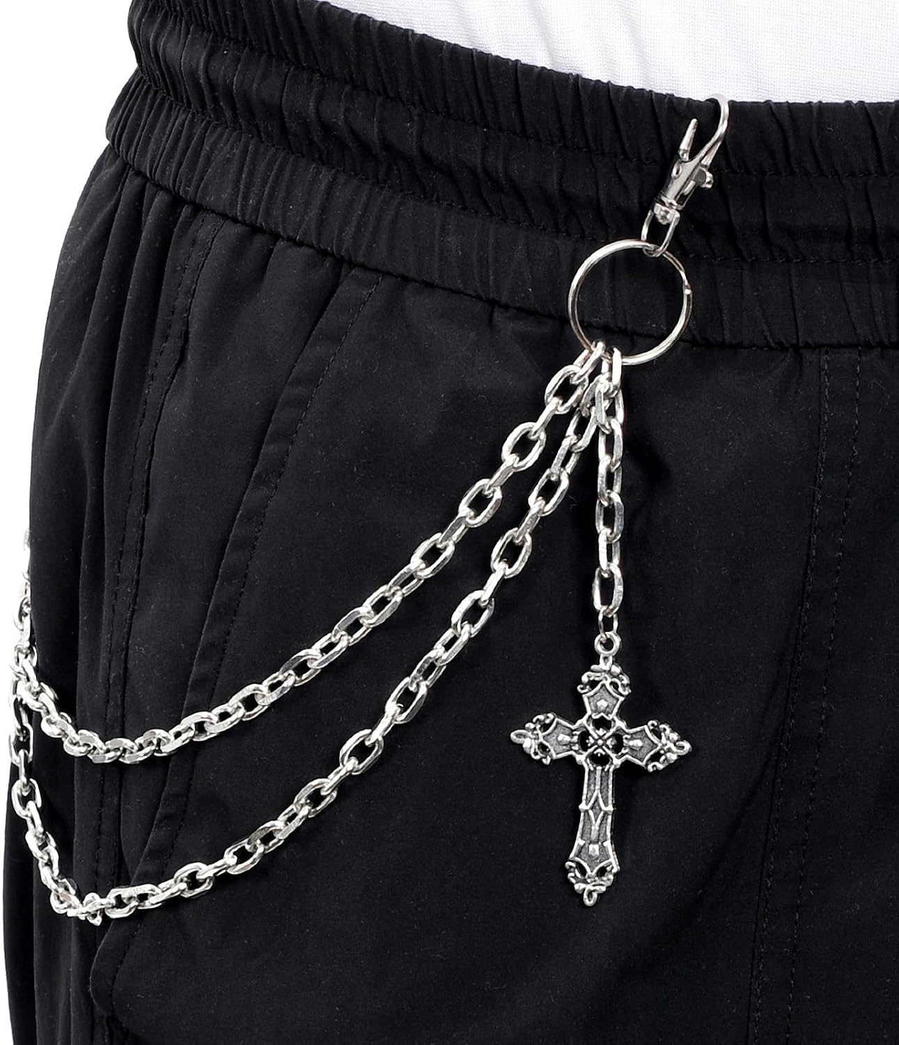 Punk Pants Chain Hip Hop Wallet Chain Sword Star Rivet Charm Layered Jeans Chains Vintage Rock Pocket Chains for Trouser Belt Goth Jewelry Key Halloween Accessory Christmas Valentine's Day