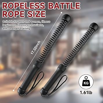 2PCS Ropeless Battle Rope, Weighted Battle Ropes for Full Body Workout | Portable Silent Exercise Equipment for Home Gym, Indoor & Outdoor Strength Training, Fitness Gear for Men Women (Black)