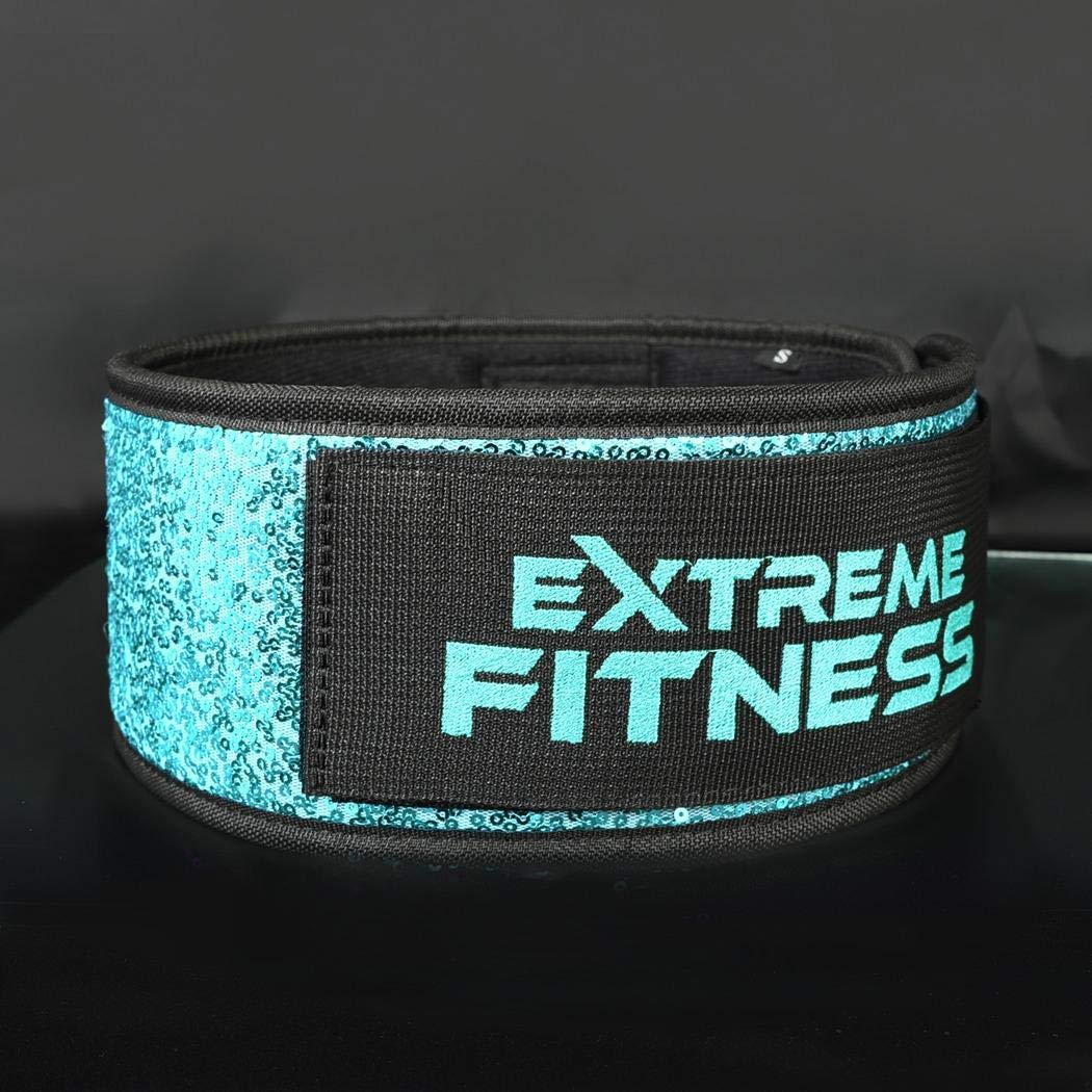 Extreme Fitness Womens Weightlifting Belt Olympic Lifting, Sparkle Belt 4 Inches, Back Support For Crossfit, Power Lifting and Athletes (Mermaid Green, X-Small)