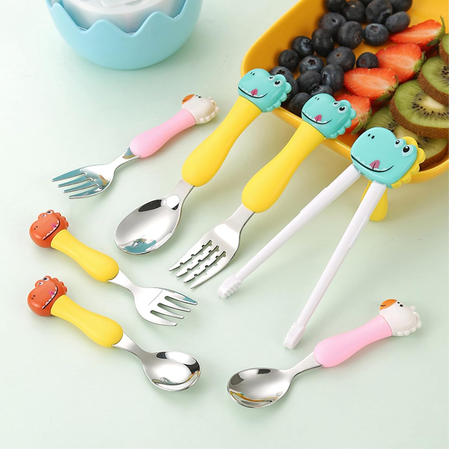 304 stainless steel dinosaur spoon home fresh and exquisite personality and practical-blue