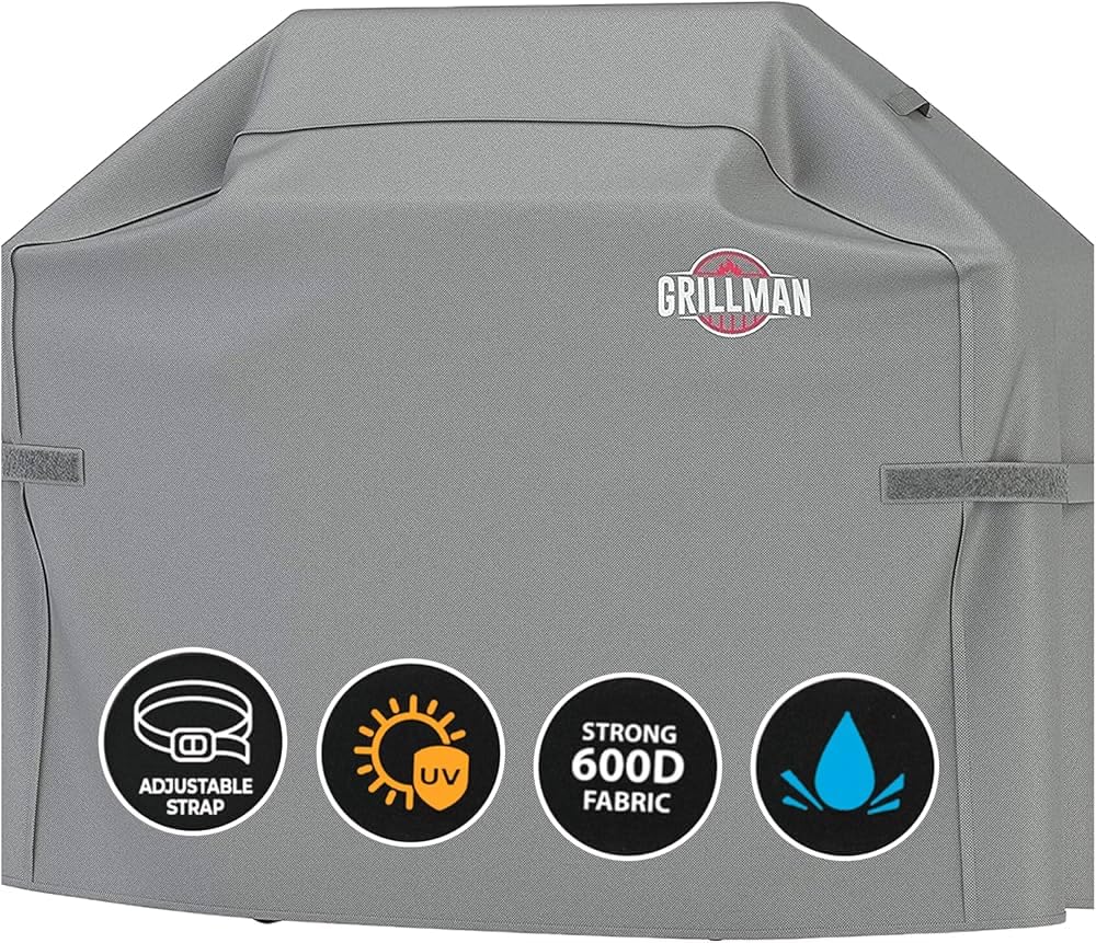 BBQ Cover Heavy Duty- Waterproof Barbecue Cover for Outdoor Grill - Suitable for use with Weber, Char Broil, Outback - Windproof, Rip-Proof, UV Resistant (Gray, 52 inch/132cm)