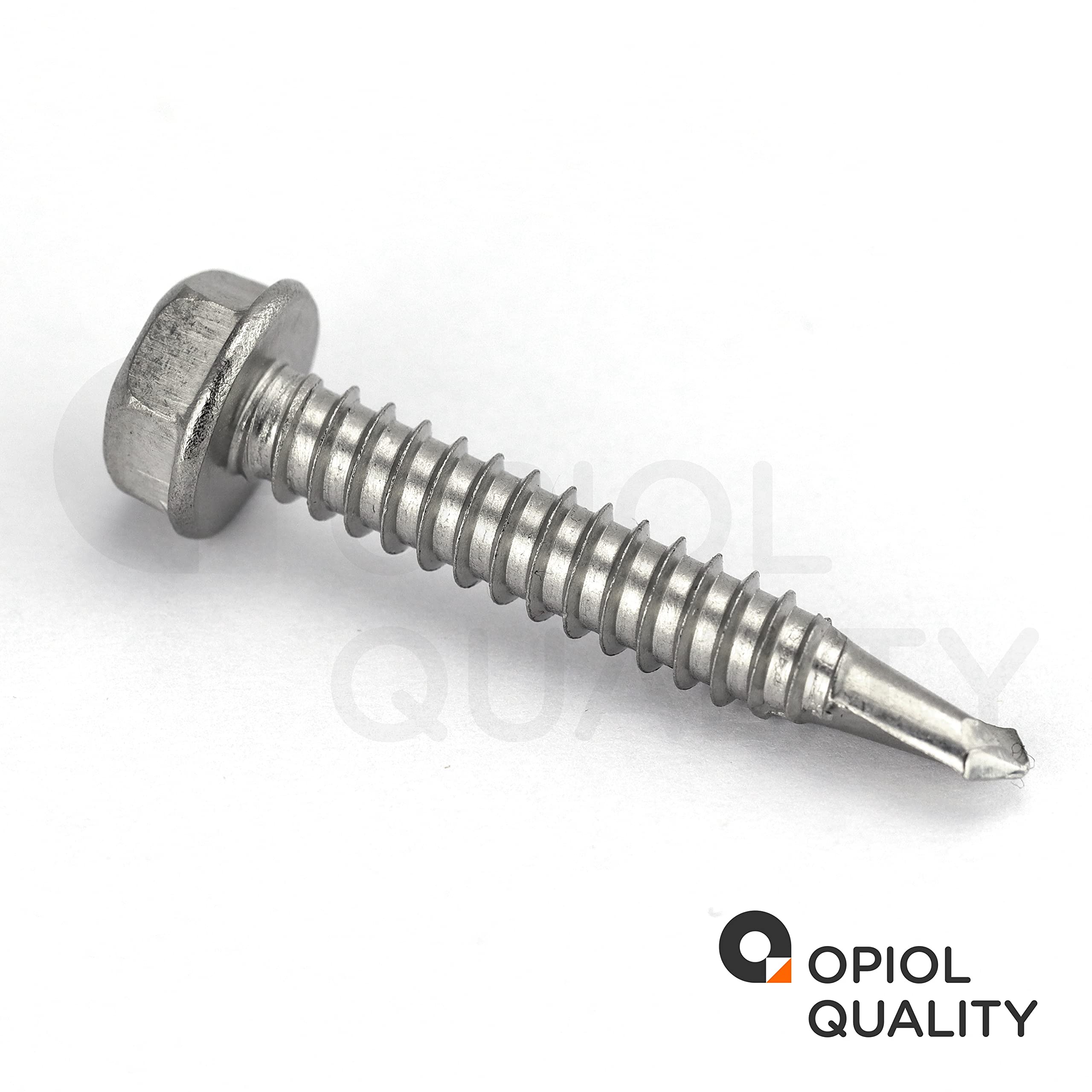 Bohrschrauben mit Sechskantkopf und Bund (Form K) 4,8x16 aus Edelstahl A2 V2A (500 Stück) nach DIN 7504 Blechschrauben OPIOL QUALITY®