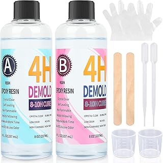 IModeur 16oz Crystal Clear Epoxy Resin Kit, Art Resin, No Yellowing No Bubble UV Resistant Resin Kits for Beginners, 8oz Resin and 8oz Hardener for Jewelry, Art Crafts, Casting
