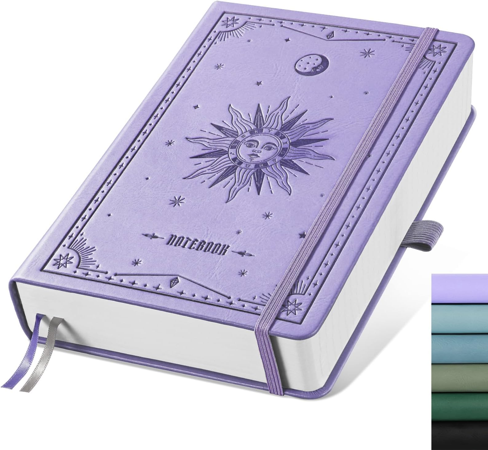 Lined Journal Notebook - 320 Numbered Pages, 100gsm Thick Journals, A5 Hardcover Leather College Ruled Notebooks for Women Men School Work Writing Note Taking, 5.75 x 8.38-Light Purple