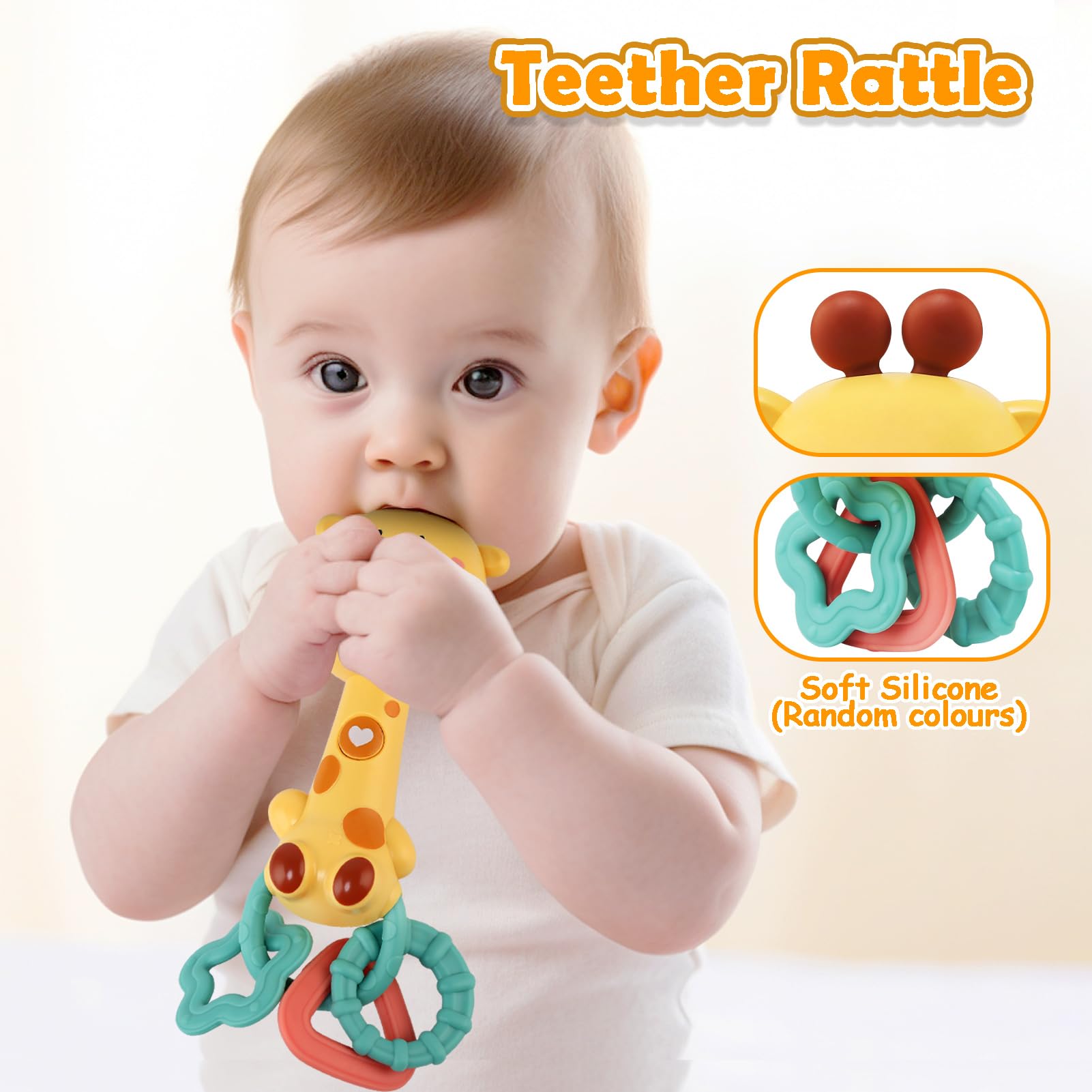 JoyPlus Baby Music Toy 6-12 Months, Bright Yellow Giraffe Baby Musical Rattle Toy - Image 3